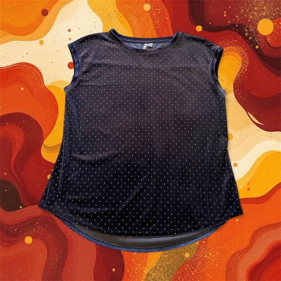 Elle Navy Blue Studded Velvet Tank Top - Picture 6 of 6